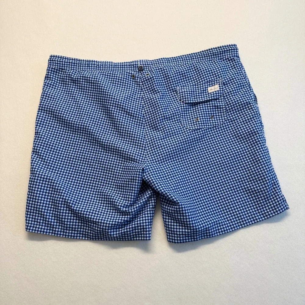 Peter Millar Swim Trunks Mens‎ XL Blue Gingham Excellent Mesh Lined Drawstring